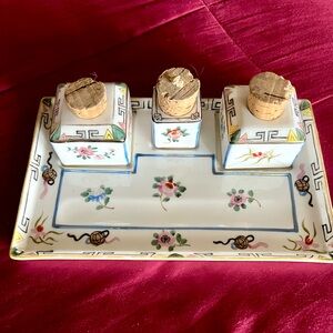 Inkwell or spice jar set, highly collectible,porcelain Nippon marked M Morimura